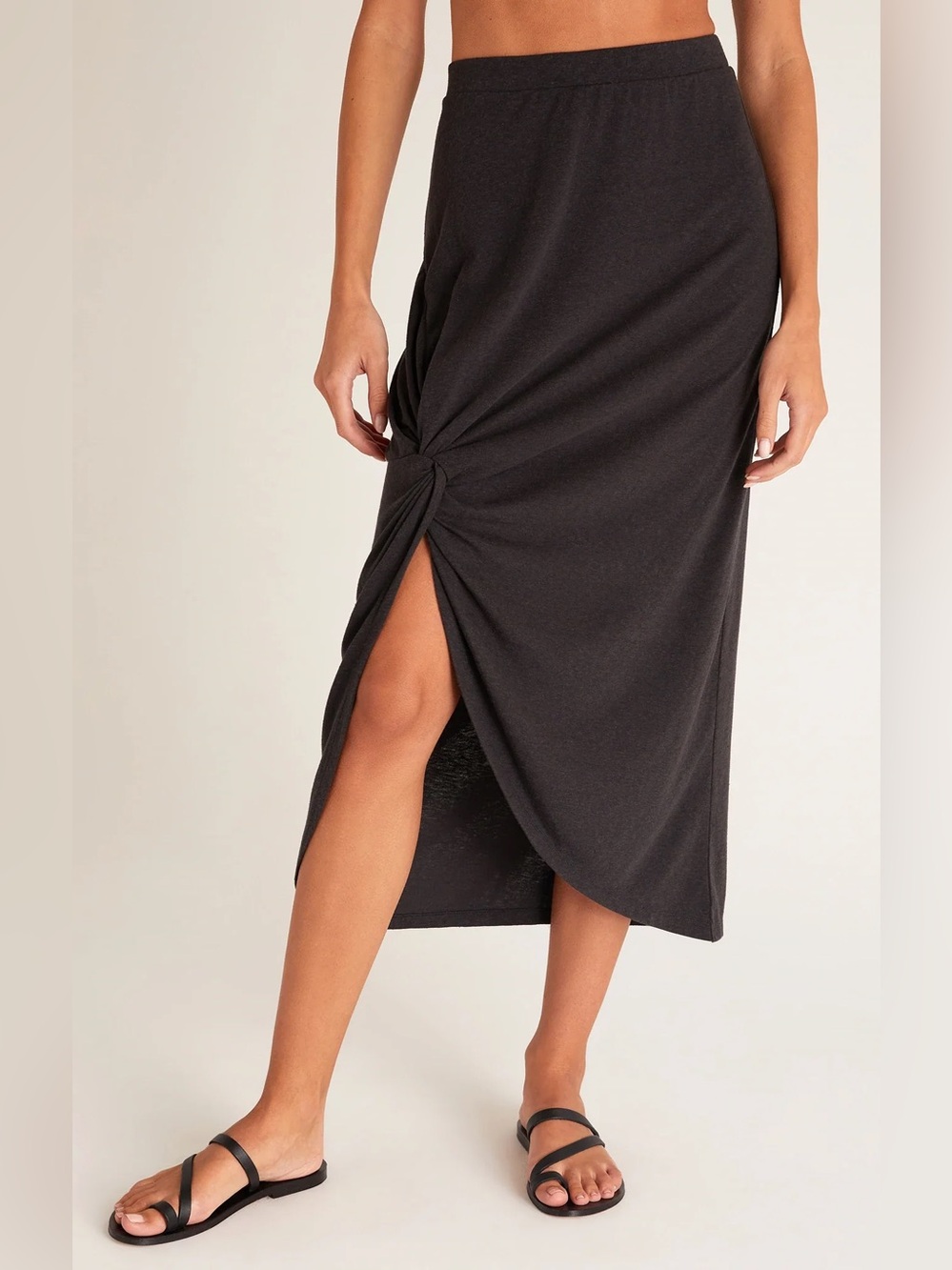 Z Supply Black Knot Front Midi Skirt Size L